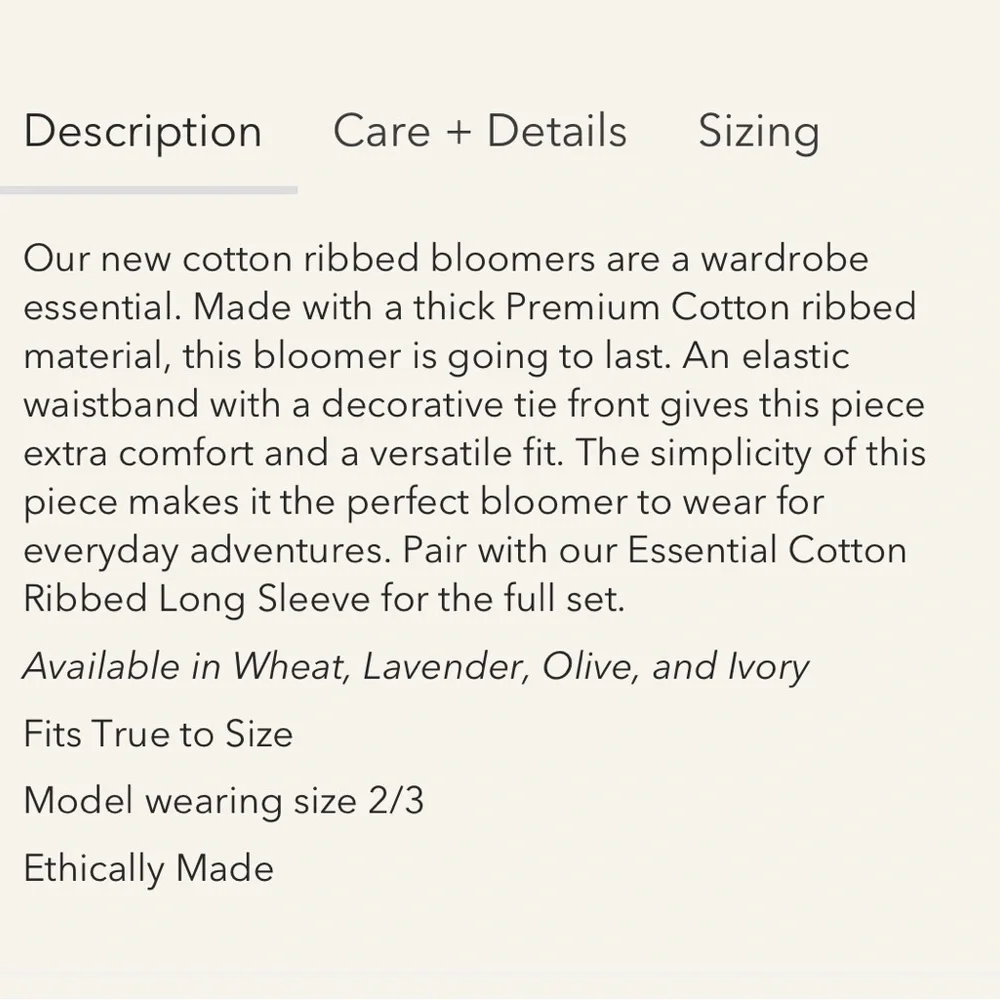 OAT CO Olive Green Ribbed Bloomers (size 2 / 3)